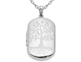 Tree Rectangle Locket Pendant Necklace in Sterling Silver with Chain